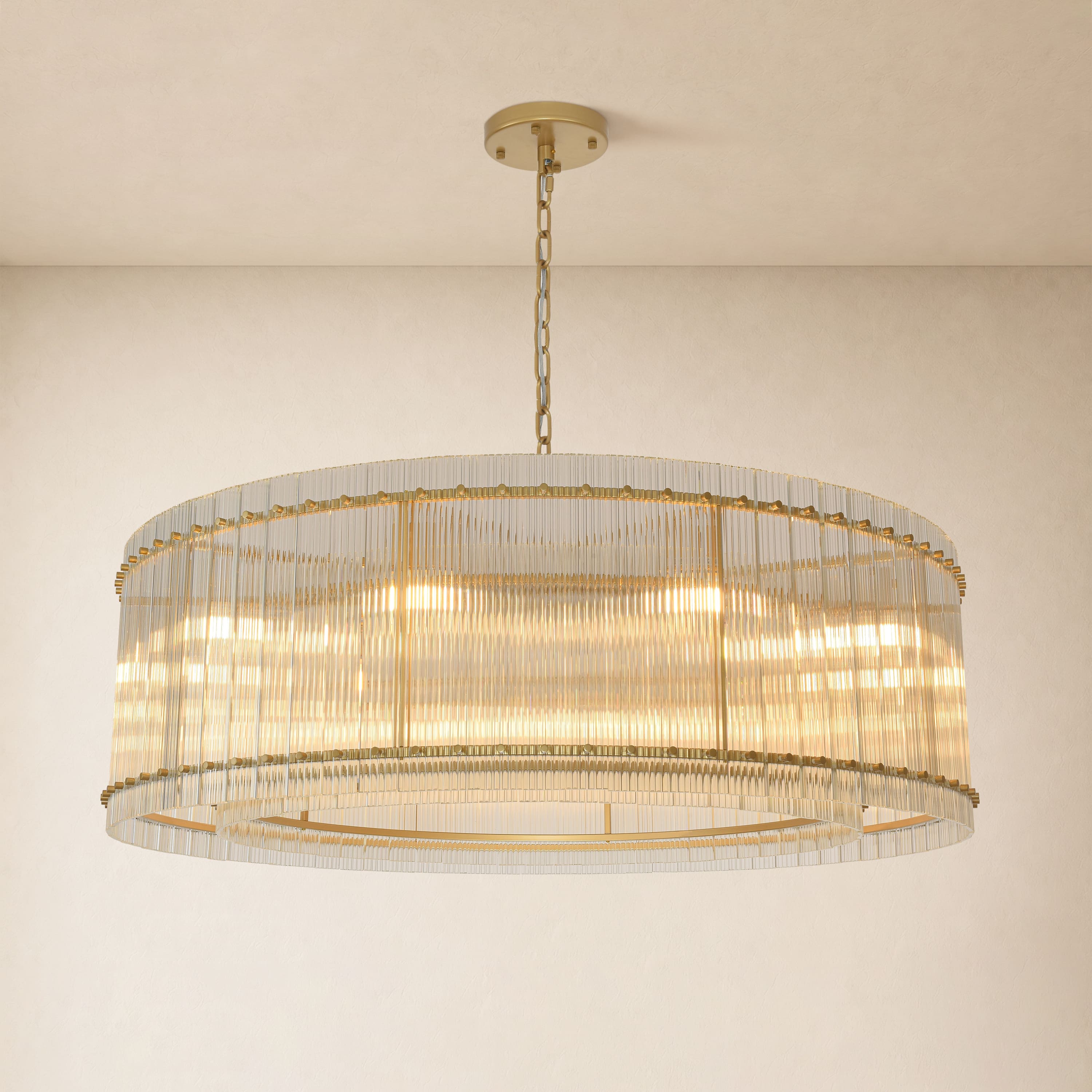 Solvayne Ribbed Glass Round Chandelier 48