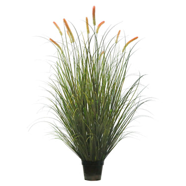 Artificial 14-Head Long Cat Tail with Curved Onion Grass Bonsai 24cm H