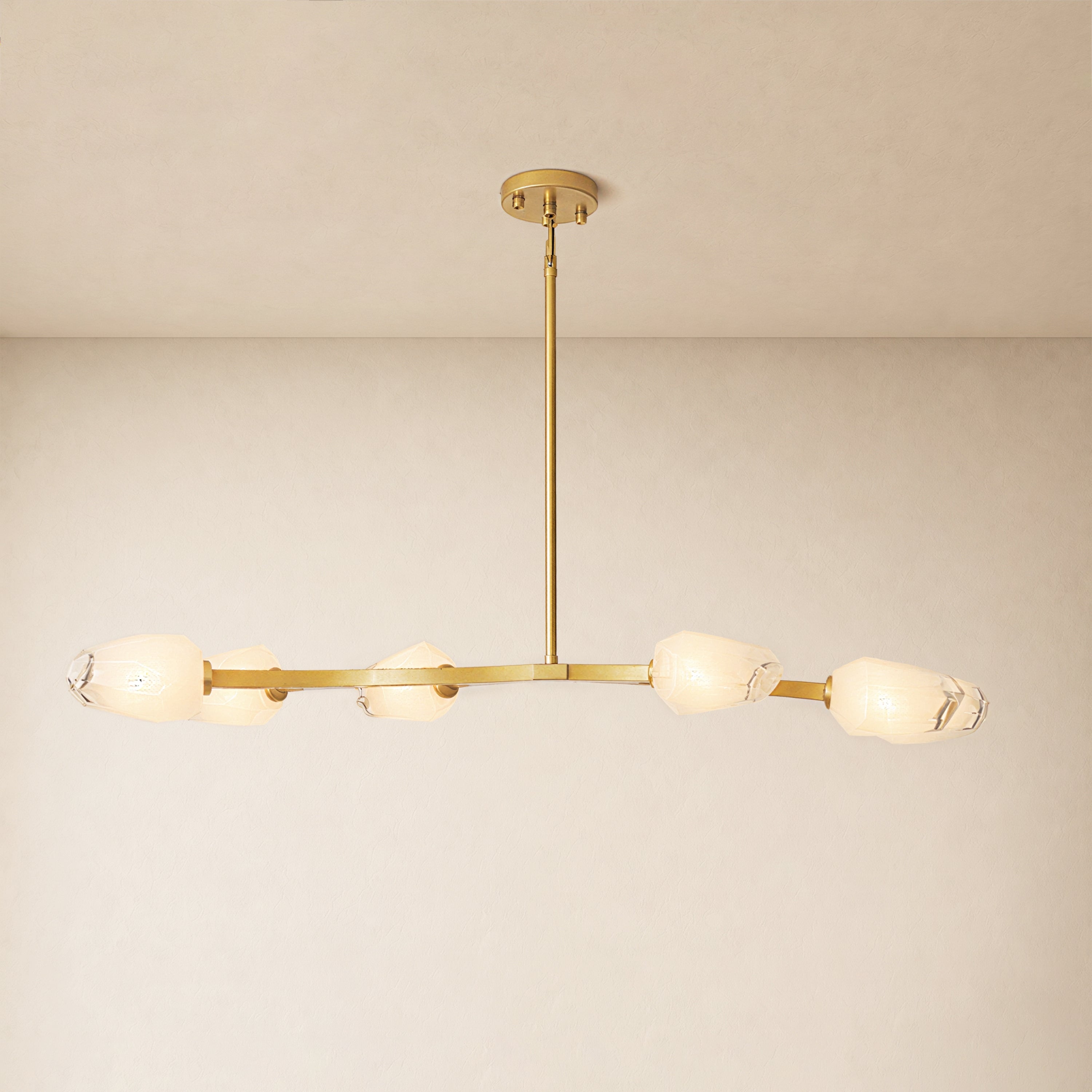 Solenne Cloud Glass Linear Chandelier 40"W#Finish_Gold