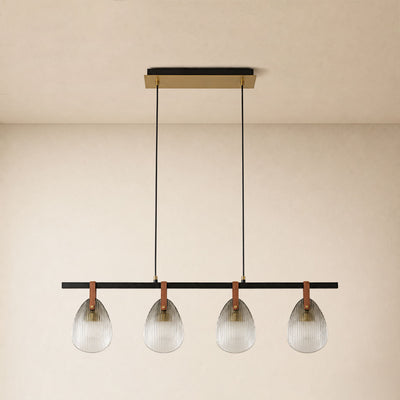 Veyra Shell Glass Leather Linear Chandelier 37"D