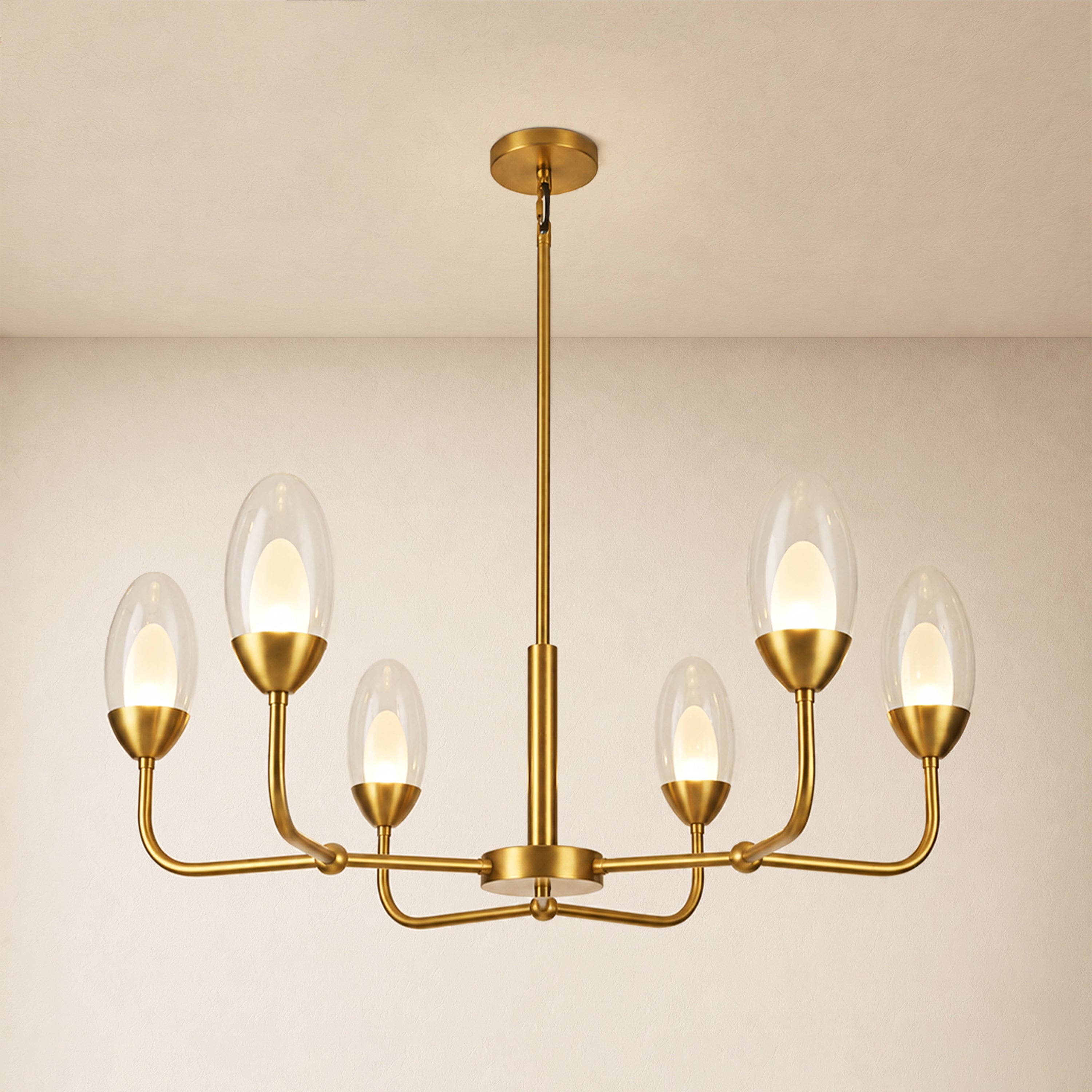 Cressa Oval Glass Round Chandelier 30"D#Finish_Gold