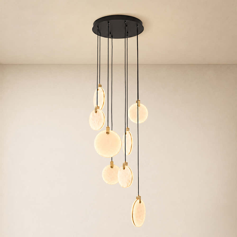 Orbelis Alabaster Round Multi-Light Chandelier 20"D