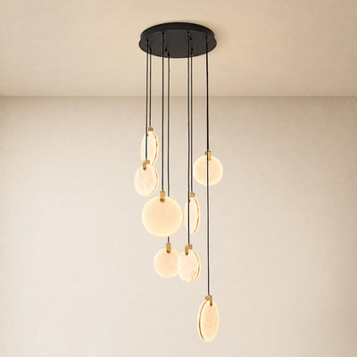 Orbelis Alabaster Round Multi-Light Chandelier 20"D