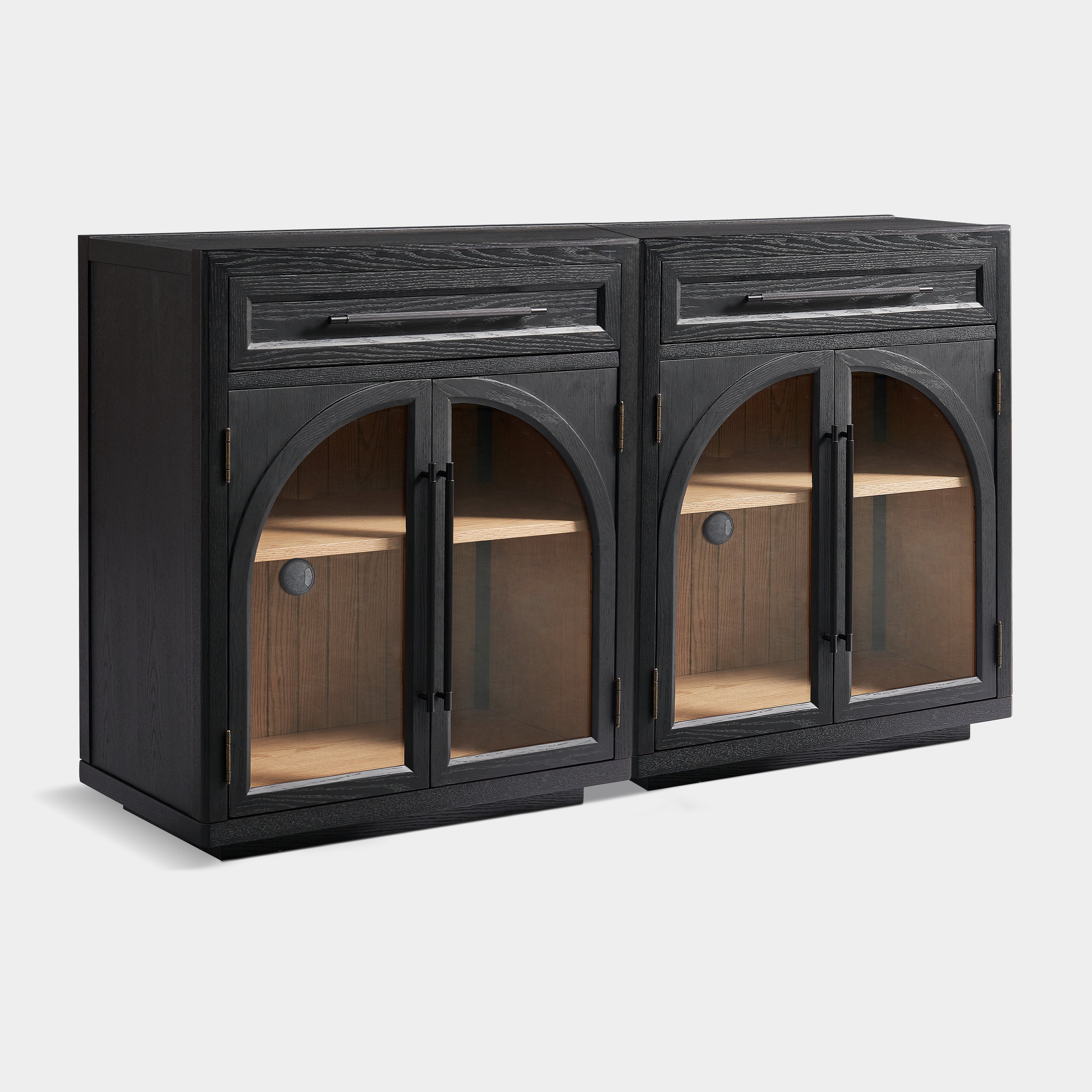 Alvar Arched 64" Oak Sideboard with Drawers(Set of 2)