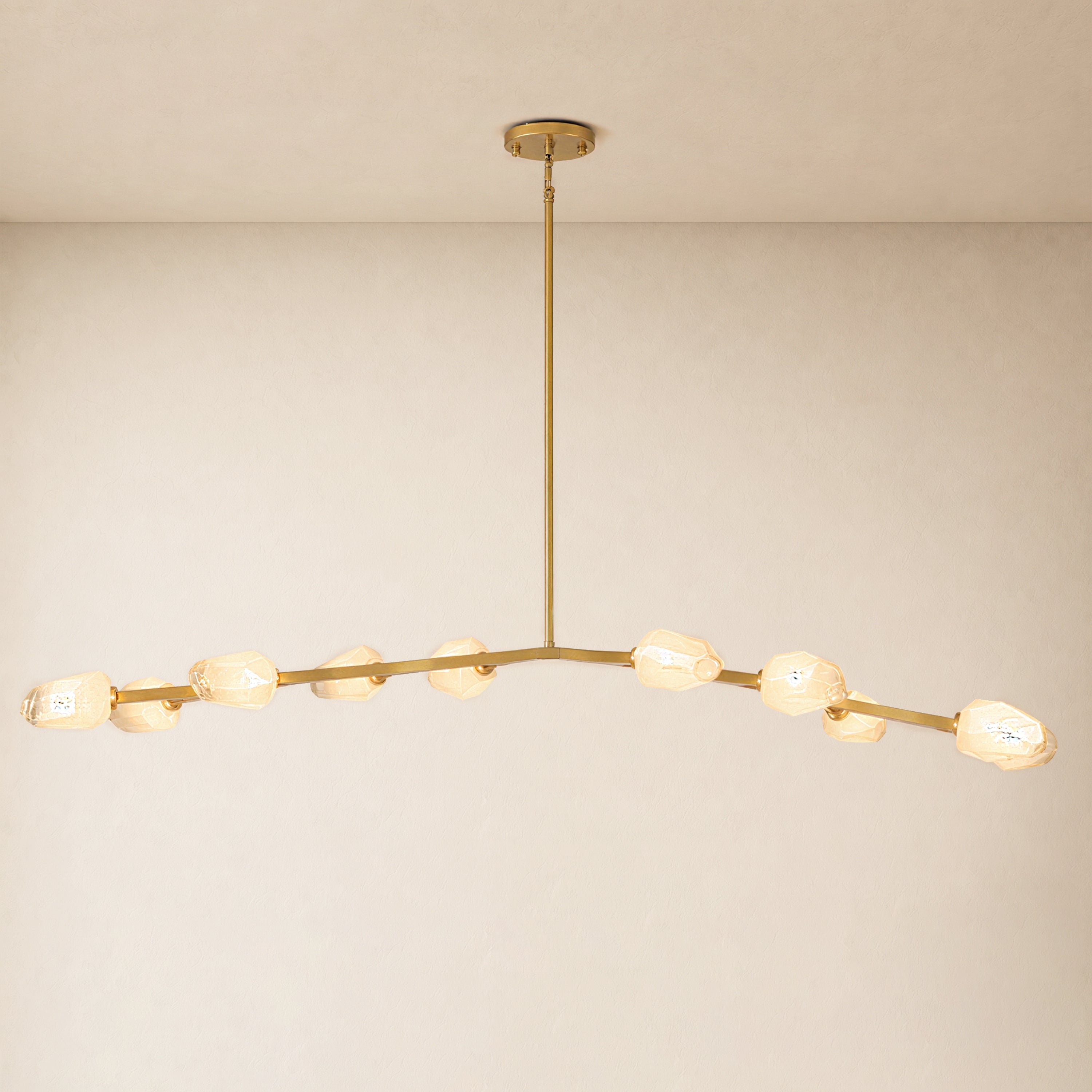 Solenne Cloud Glass Linear Chandelier 70"W#Finish_Gold