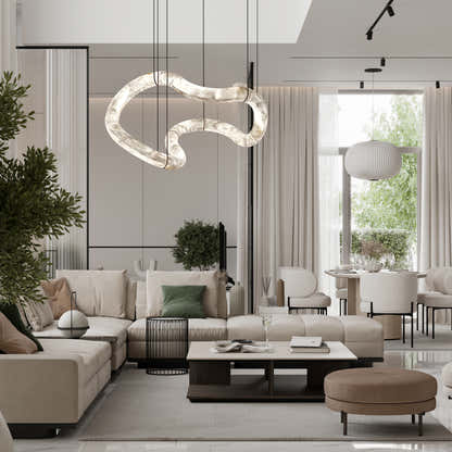 Infinity Symmetrical Alabaster Chandelier 55.5"#Finish_Gold