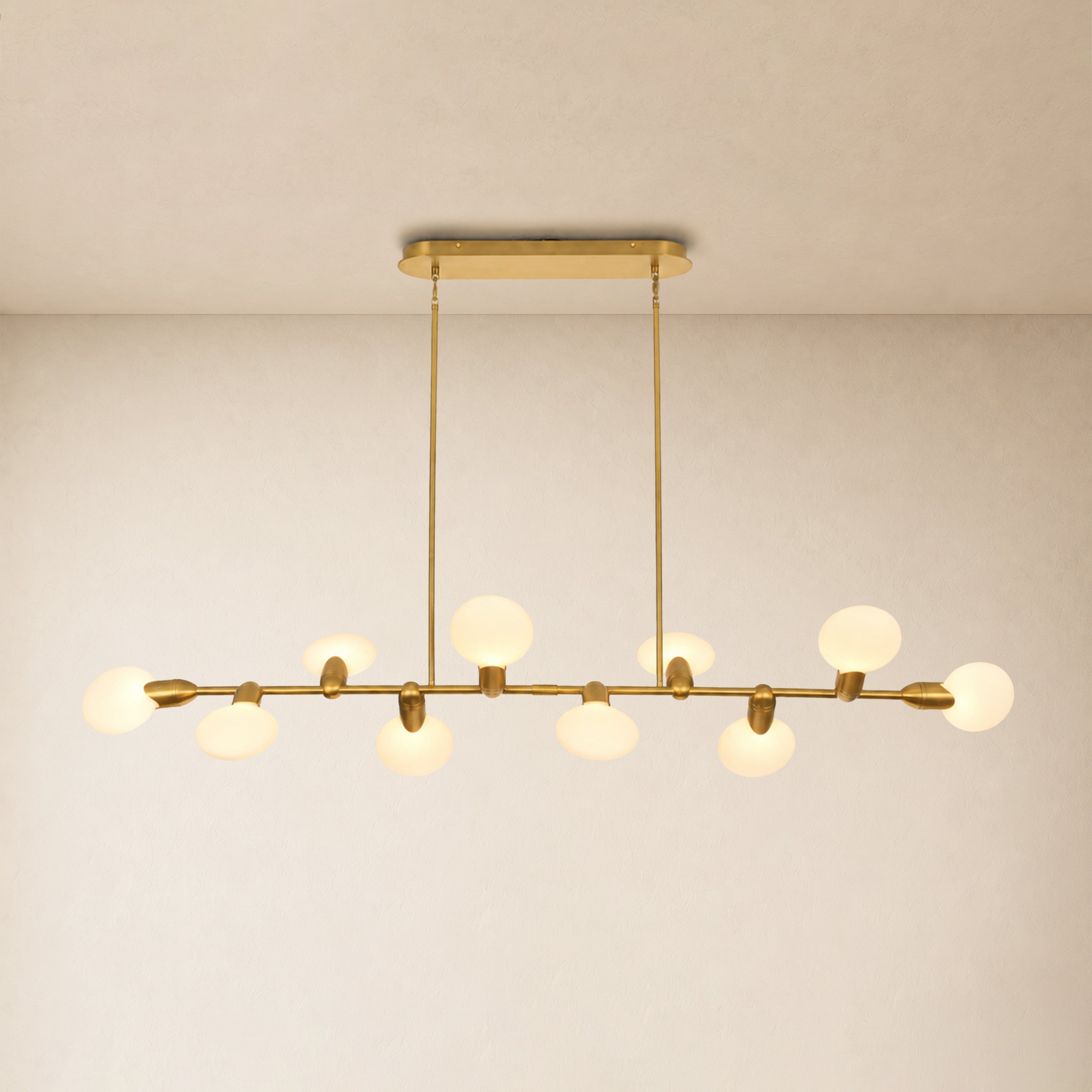 Calantha Petal Glass Linear Chandelier 74"D#Finish_Gold