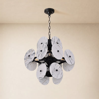 Pietra White Ink Marble Pendant 17.7"D
