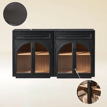 Alvar Arched 64" Oak Sideboard with Drawers(Set of 2)