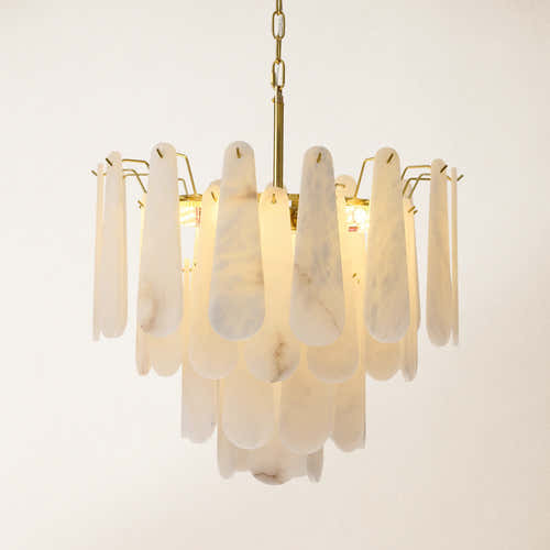 Caldera Alabaster Round Chandelier 22"#Finish_Gold