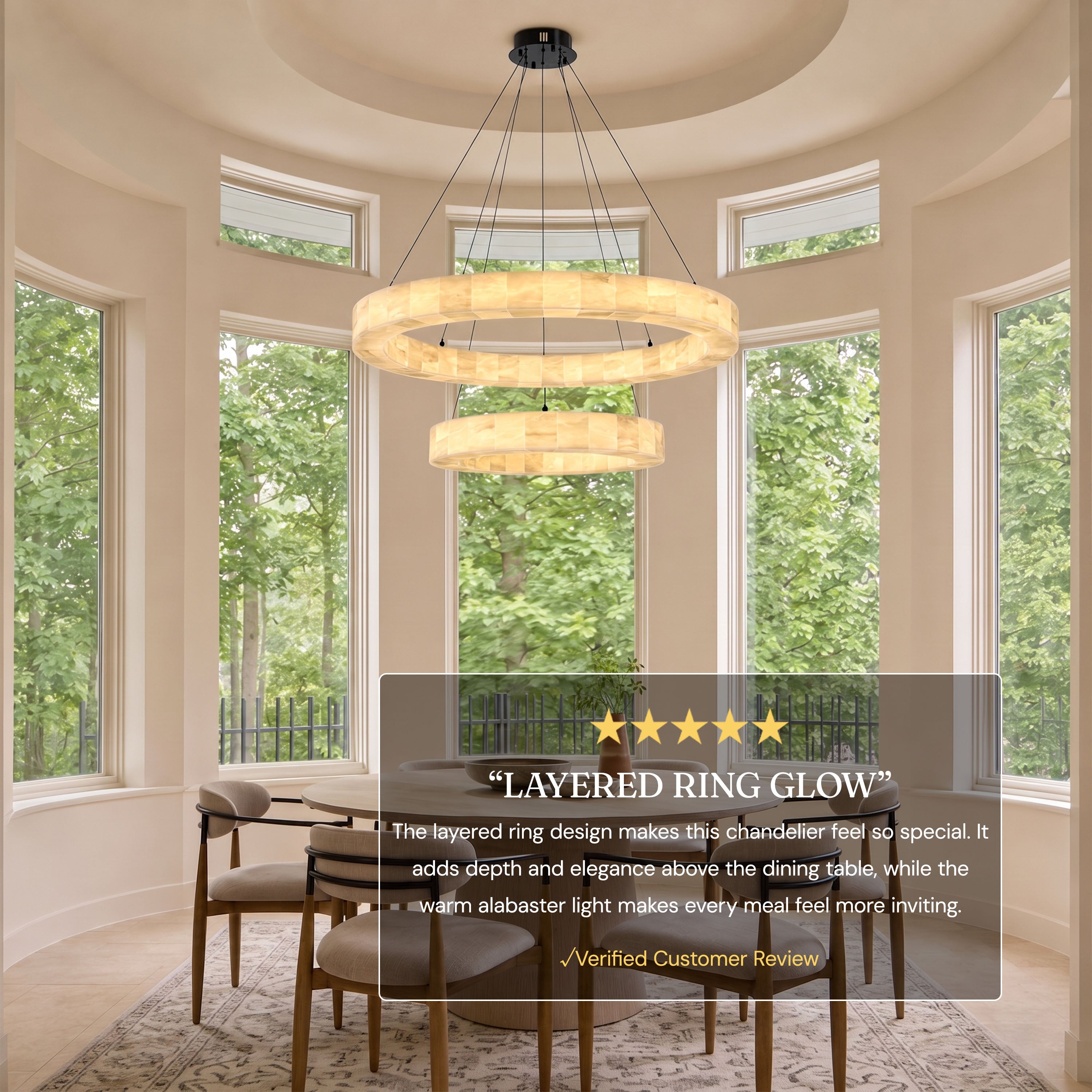 Soluna Alabaster 2 Tiered Custom Round Chandelier