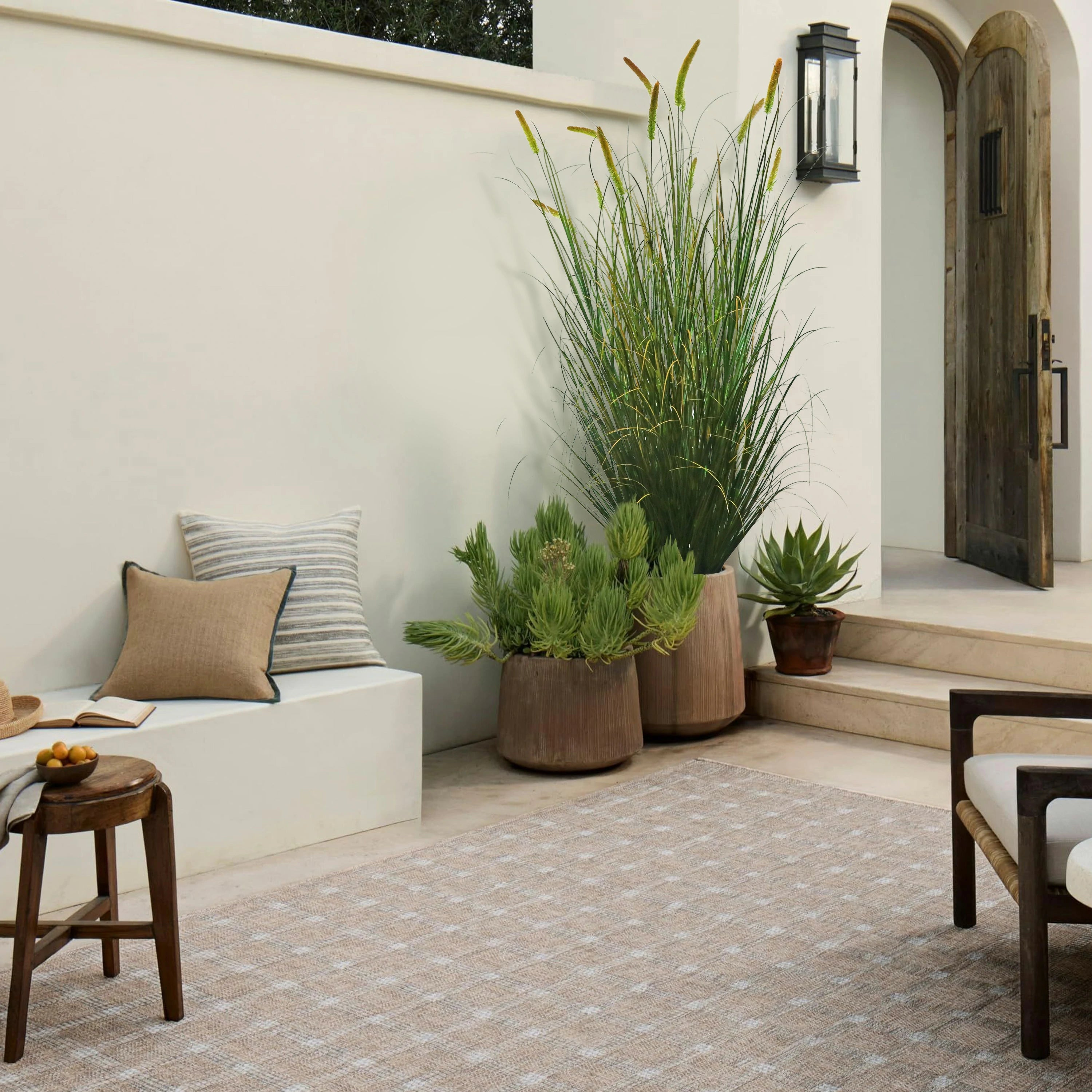 Artificial 14-Head Long Cat Tail with Curved Onion Grass Bonsai 200cm H