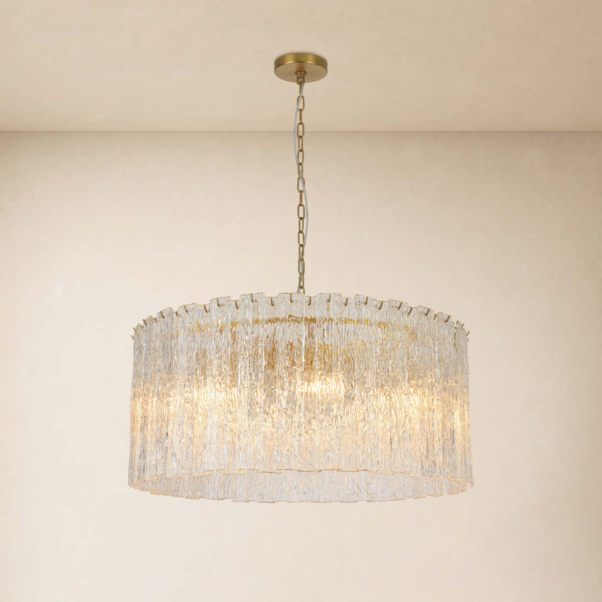 Cyravelle Textured Glass Round Chandelier 36"D #Finish_Gold,Size_36" dimensions 1