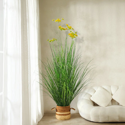 Artificial 6-Head Carrot Flower with Curved Onion Grass Bonsai 110cm H