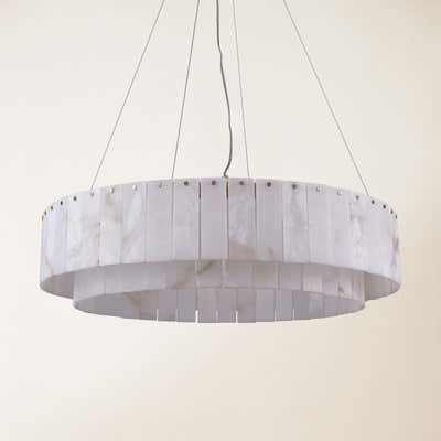 Sawyer Alabaster Round Chandelier 32"