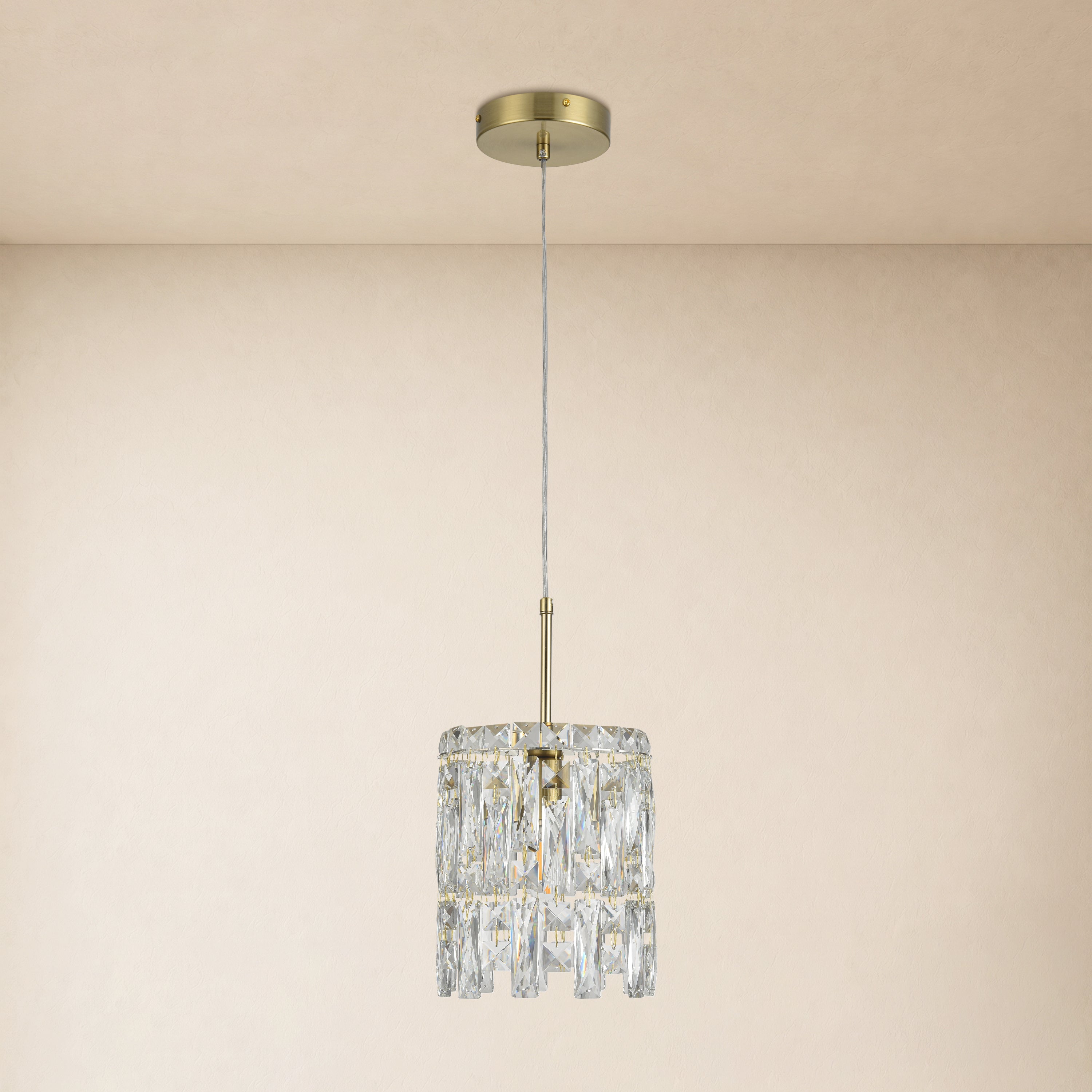 Lucentra Crystal Round Pendant 7"W#Finish_Gold