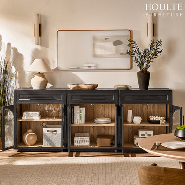 Alvar Arched 96" Oak Sideboard with Drawers(Set of 3)
