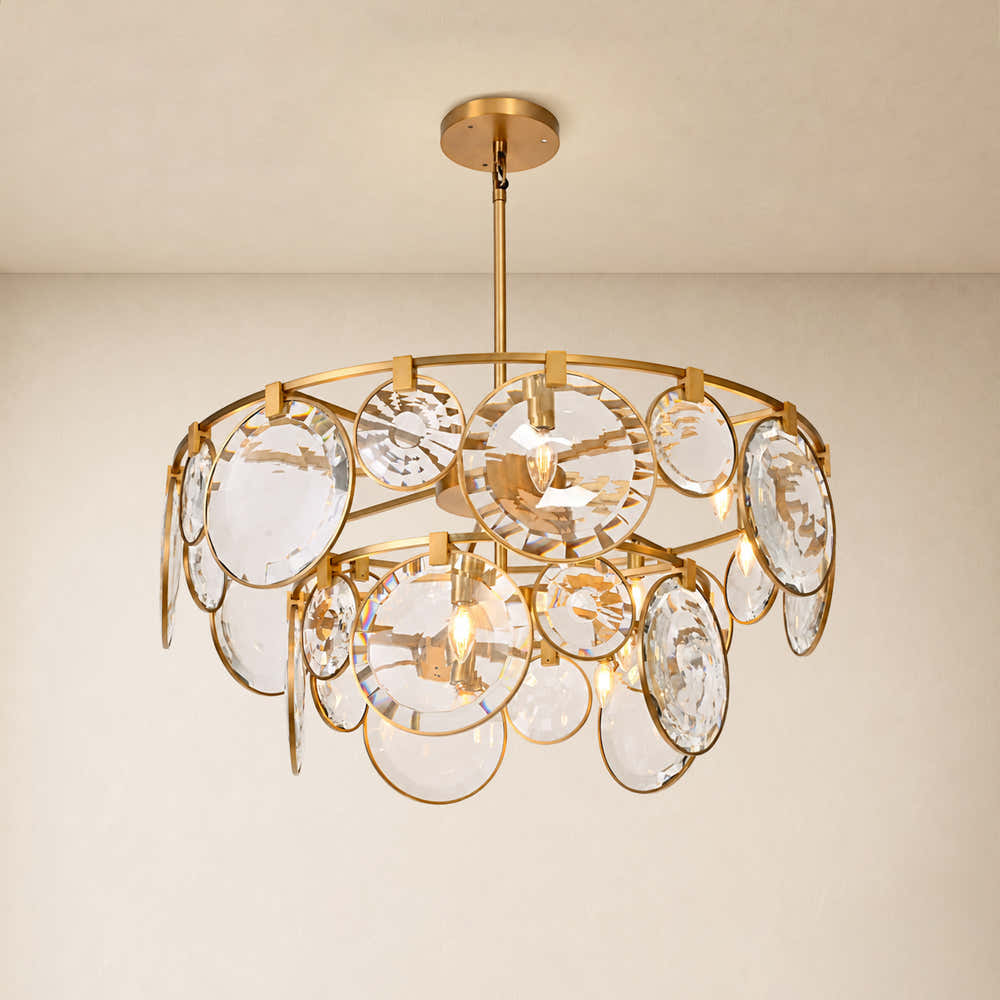 Lucentia Crystal Disc Round Chandelier 40"D