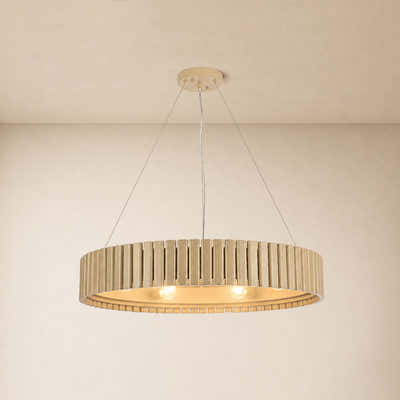 Woodgrain Iron Round Pendant 31"W