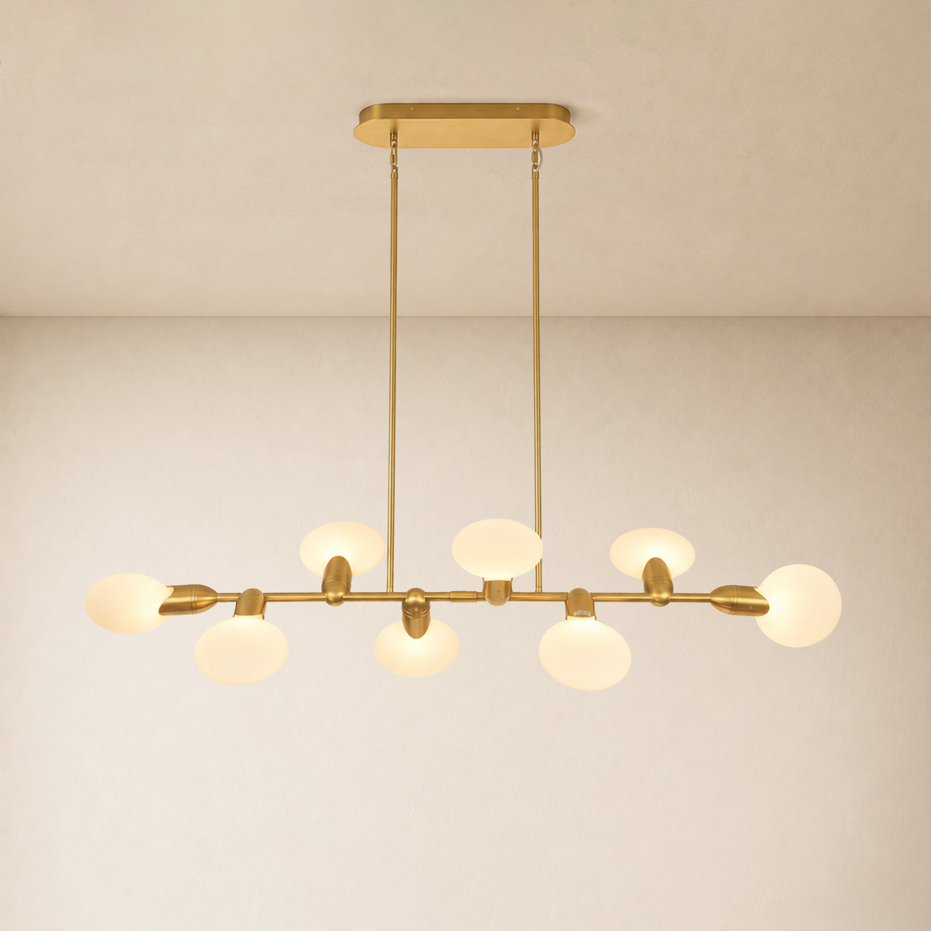 Calantha Petal Glass Linear Chandelier 54"D#Finish_Gold
