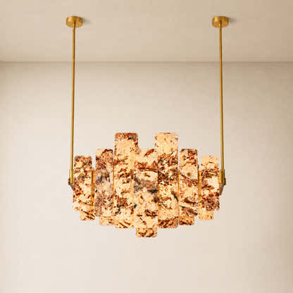 Pietra Amber Marble Panel Chandelier 27.5"W