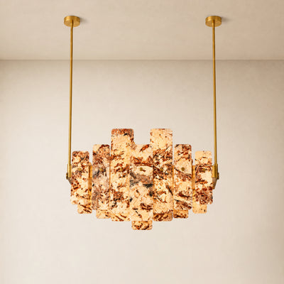 Pietra Amber Marble Panel Chandelier 27.5"W