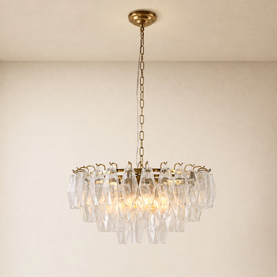 Celestial Drop Glass Round Chandelier 11.8"D