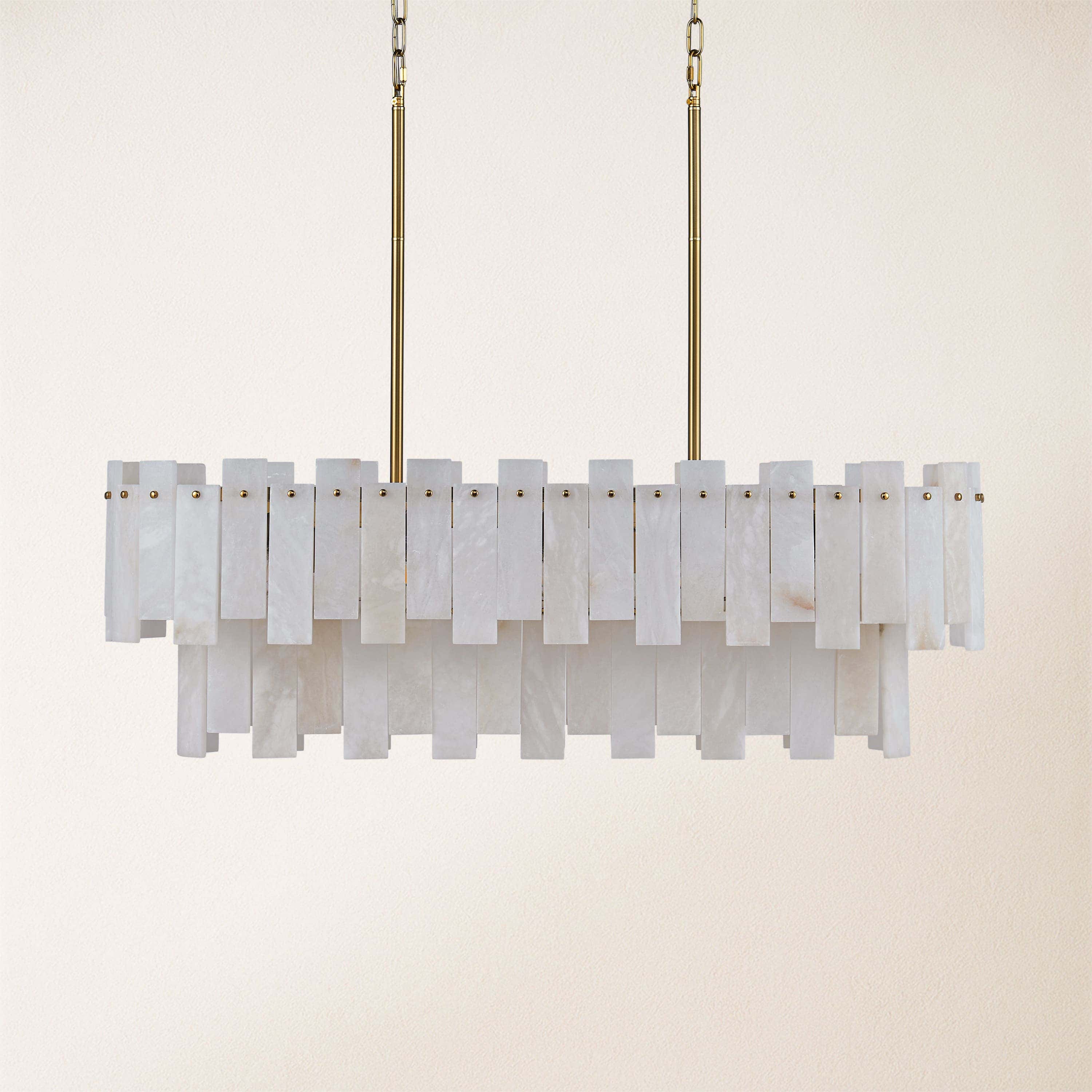 Nivislight Alabaster 2-Tier Rectangular Chandelier 101cm D