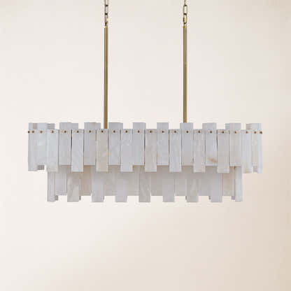Nivislight Alabaster 2-Tier Rectangular Chandelier 101cm D