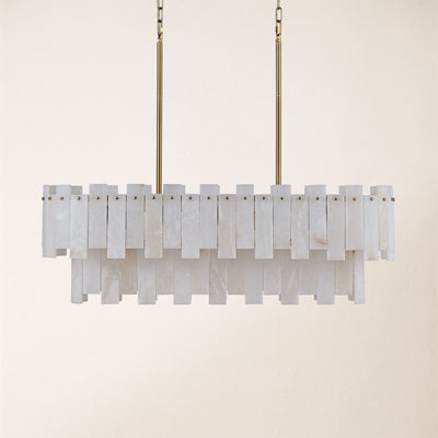 Nivislight Alabaster 2-Tier Rectangular Chandelier 101cm D