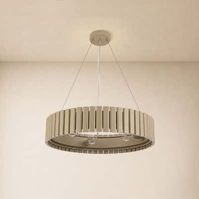 Woodgrain Iron Round Pendant 24"W