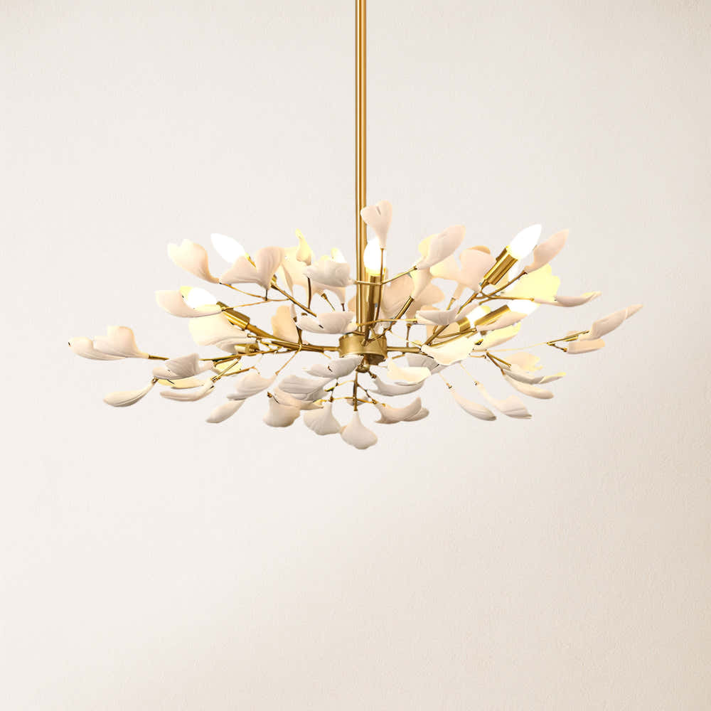 Twilight Branches Ceramic Ginkgo Chandelier 105 cm D