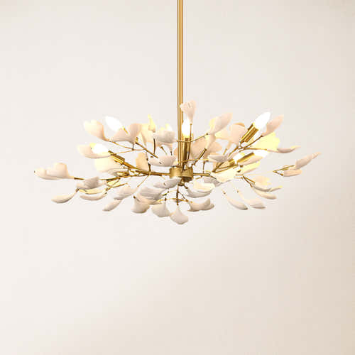 Twilight Branches Ceramic Ginkgo Chandelier 105 cm D