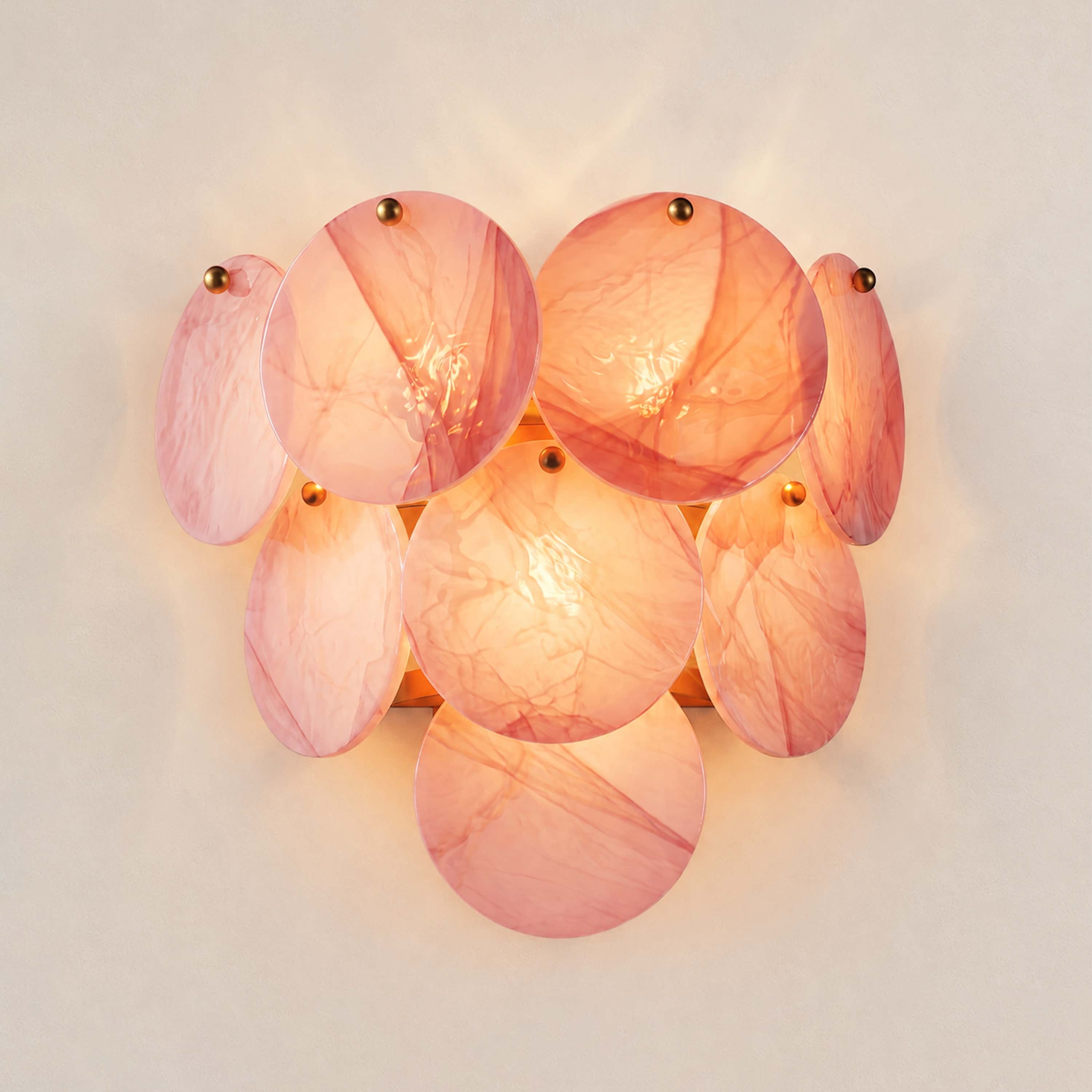 Auralis Pink Glass Disc Wall Sconce 15"W