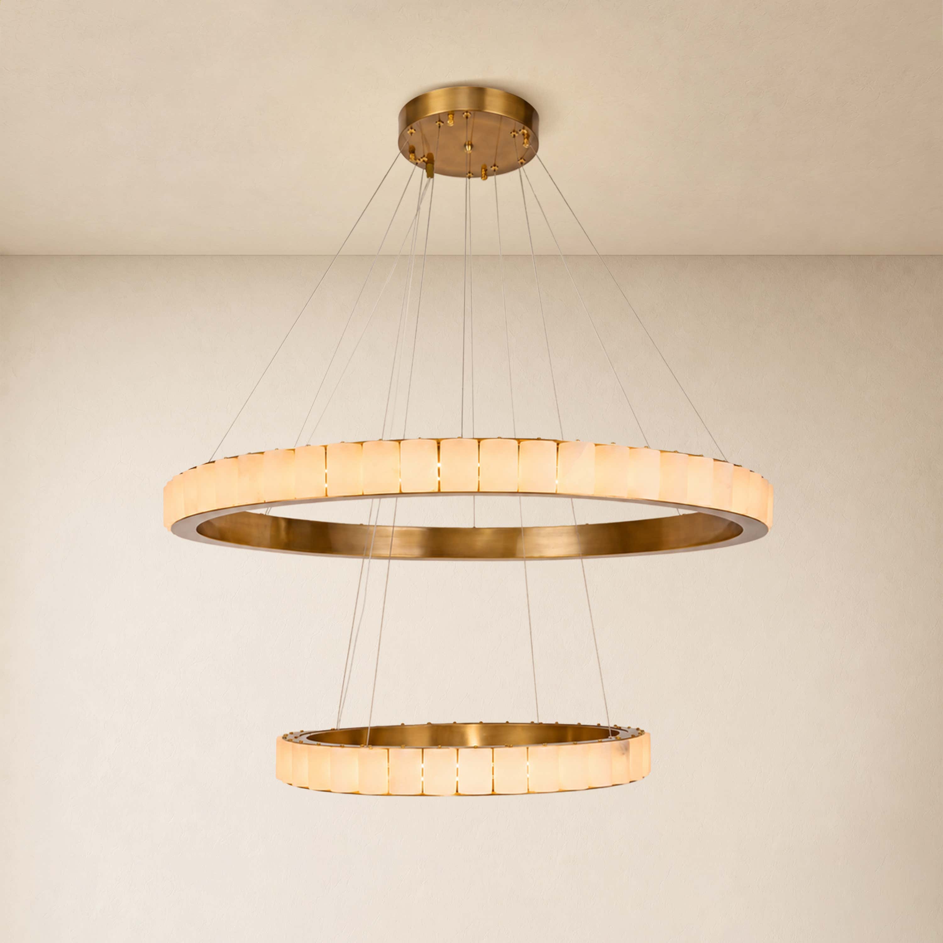 Celestine Alabaster 2-Tier Round Chandelier 40.1"D