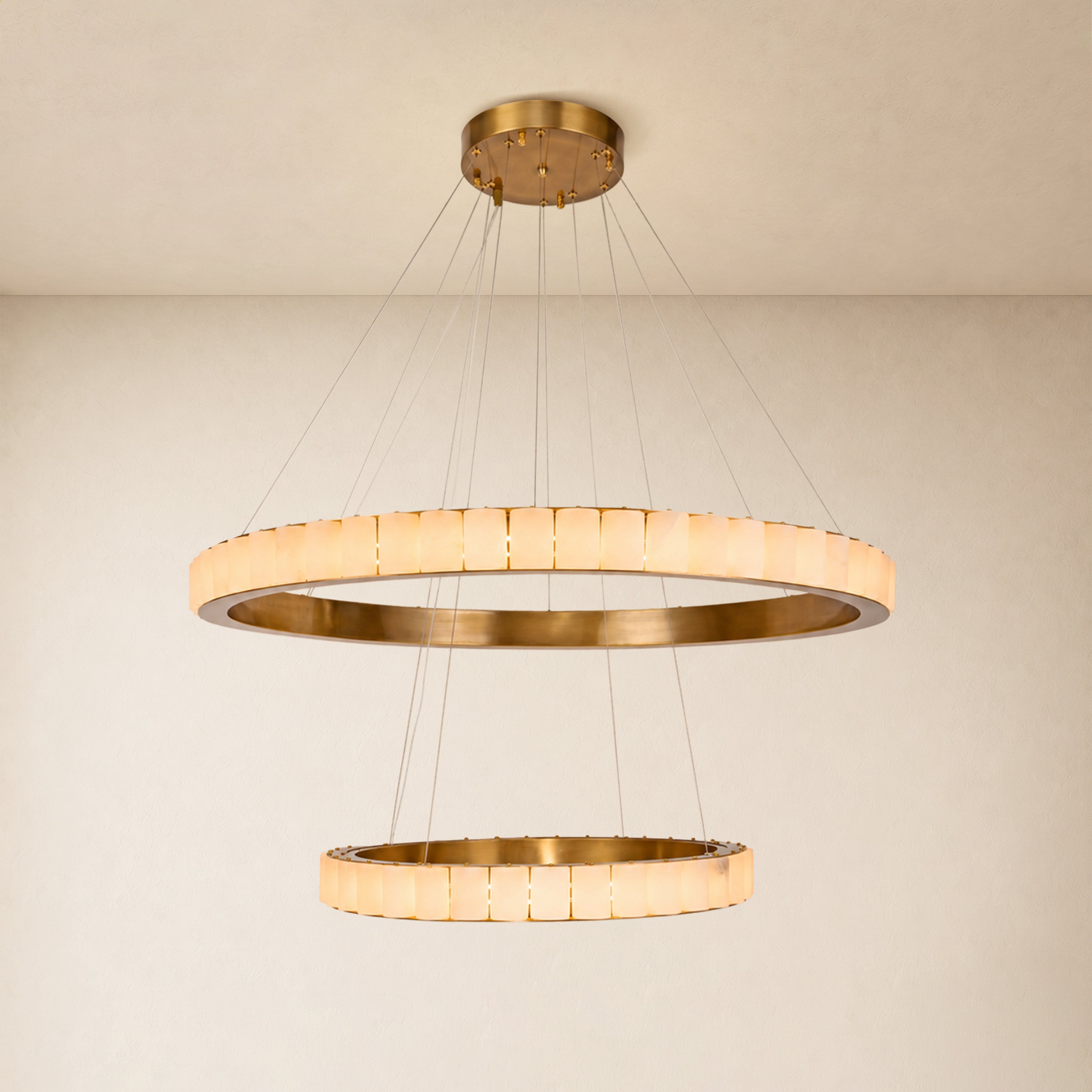 Celestine Alabaster 2-Tier Round Chandelier 40.1"D
