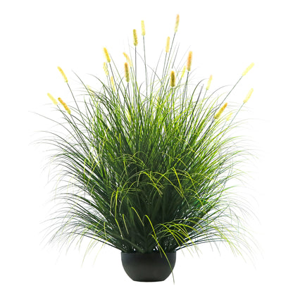 Artificial 28-Head Short Pine Grass with Curved-Straight Onion Grass Bonsai 26cm H