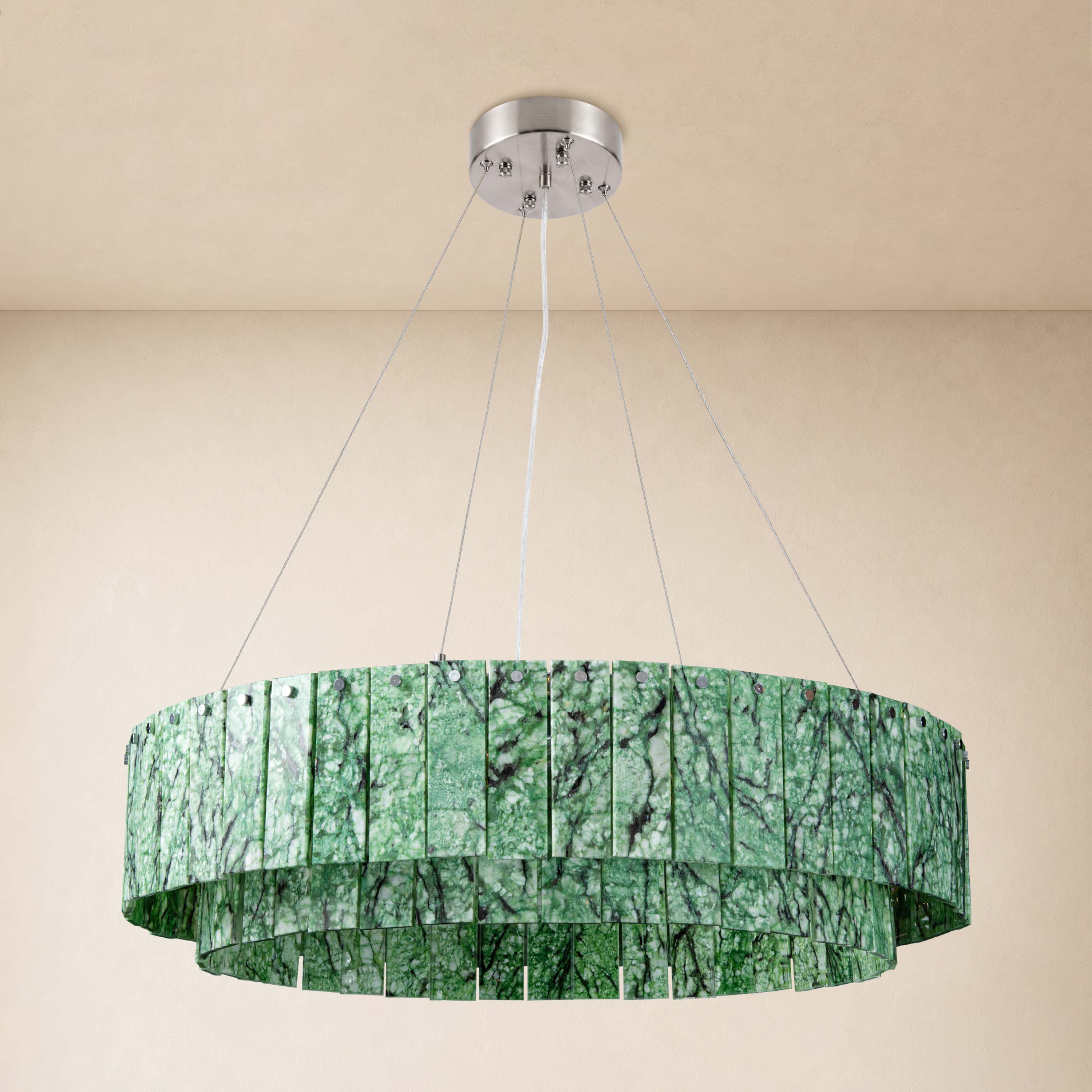 Pietra Verde Stone Tiered Round Chandelier 31.4"D