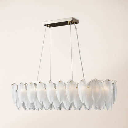 Avelis Glass Feather Linear Chandelier 80cm W