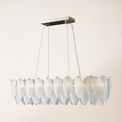 Avelis Glass Feather Linear Chandelier 80cm W