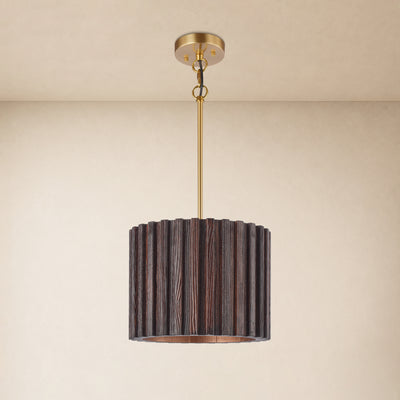 Virelune Wood Fluted Round Ceiling Light 11.8"D 