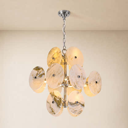 Pietra Ivory Marble Disc Pendant 17.7"D
