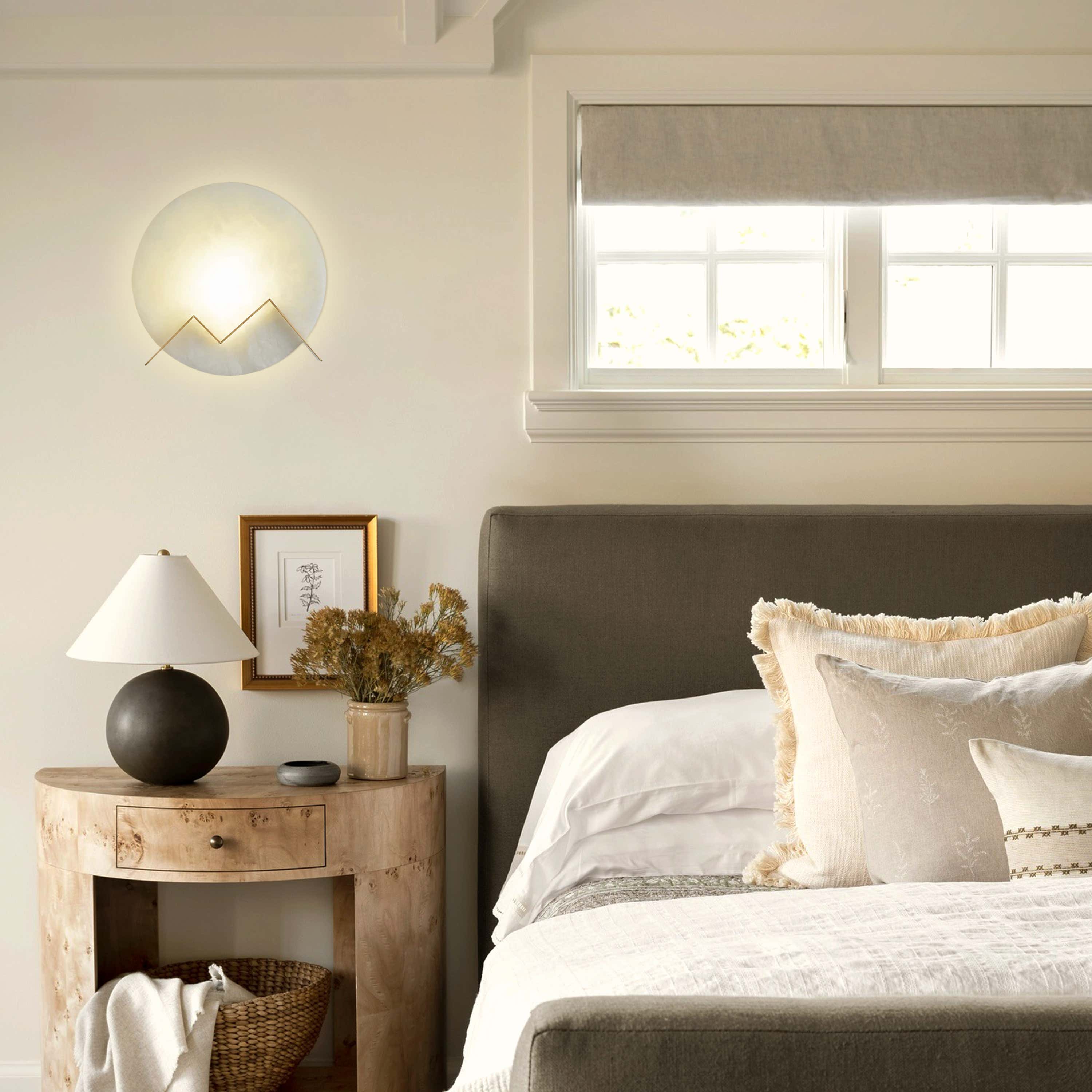 M Letter Alabaster Dish Wall Sconce 20cm D