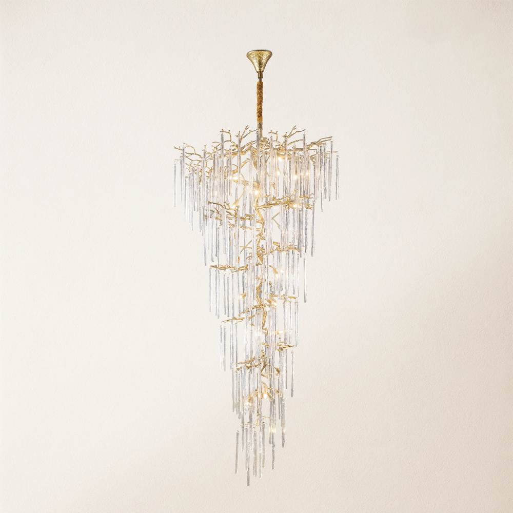 Ice Strip Modern Crystal Tree Branch Staircase Chandelier 240cm