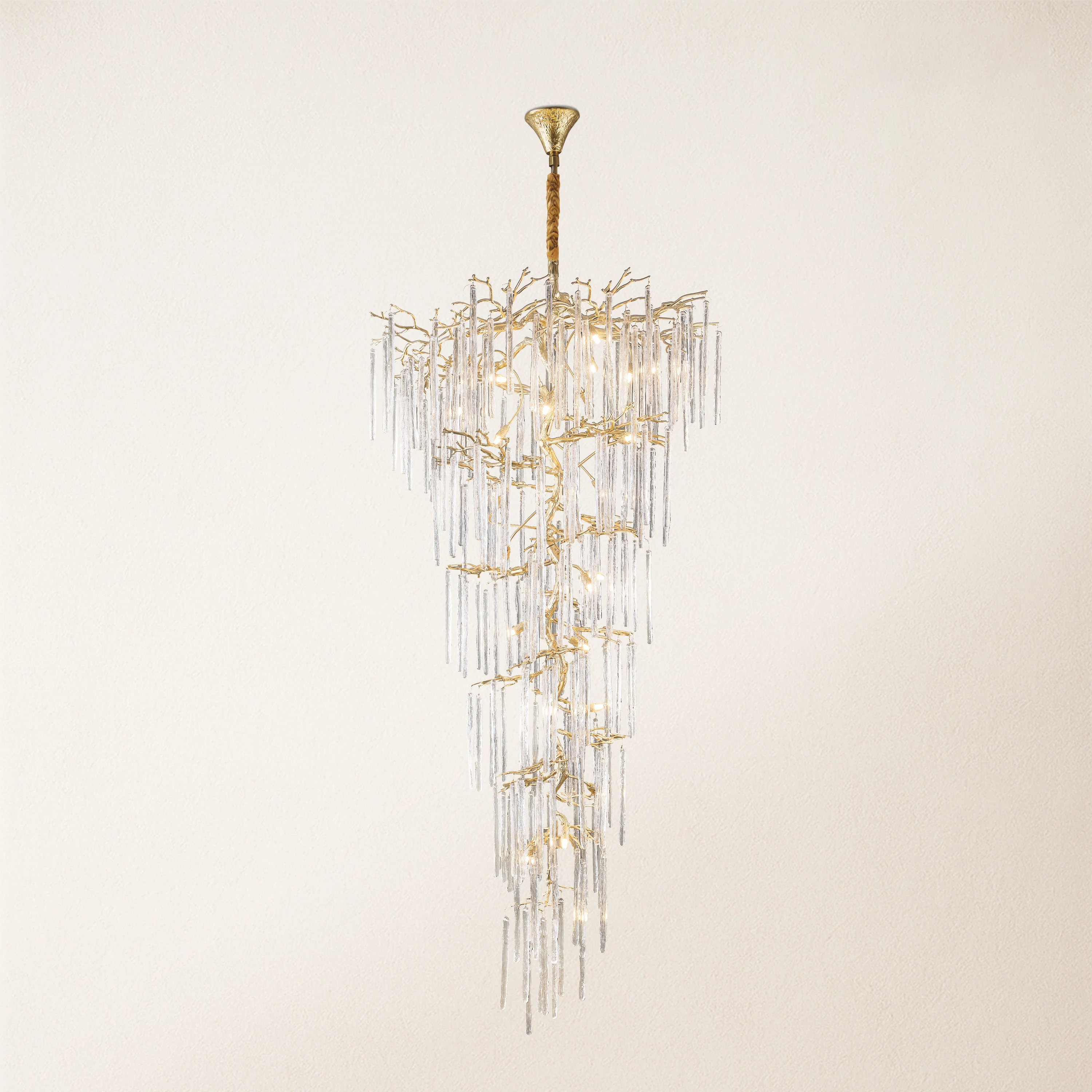 Ice Strip Modern Crystal Tree Branch Staircase Chandelier 240cm