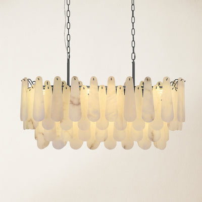Caldera Alabaster Rectangular Chandelier 40"