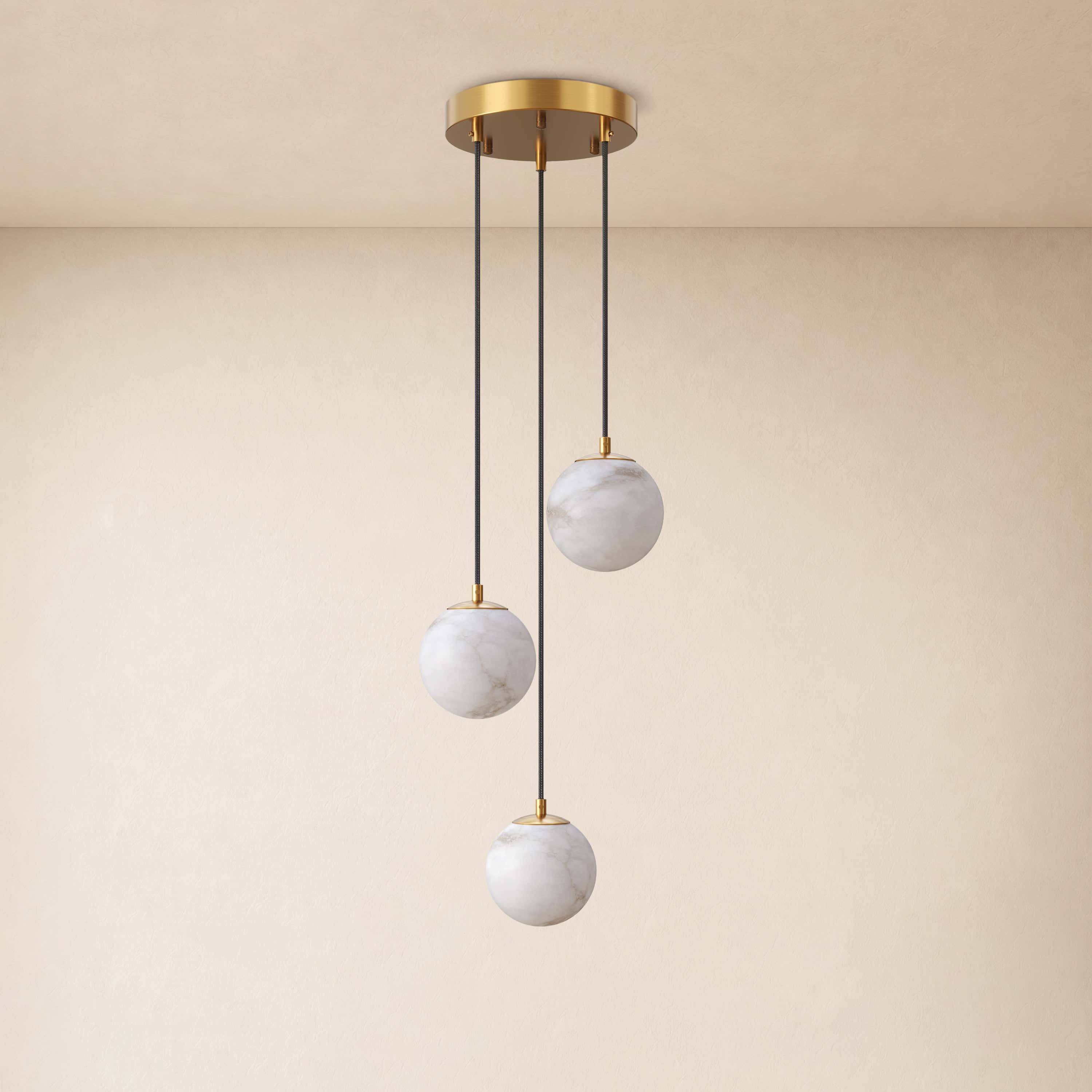 Solindra Resin Alabaster Texture Globe Cascade Chandelier
