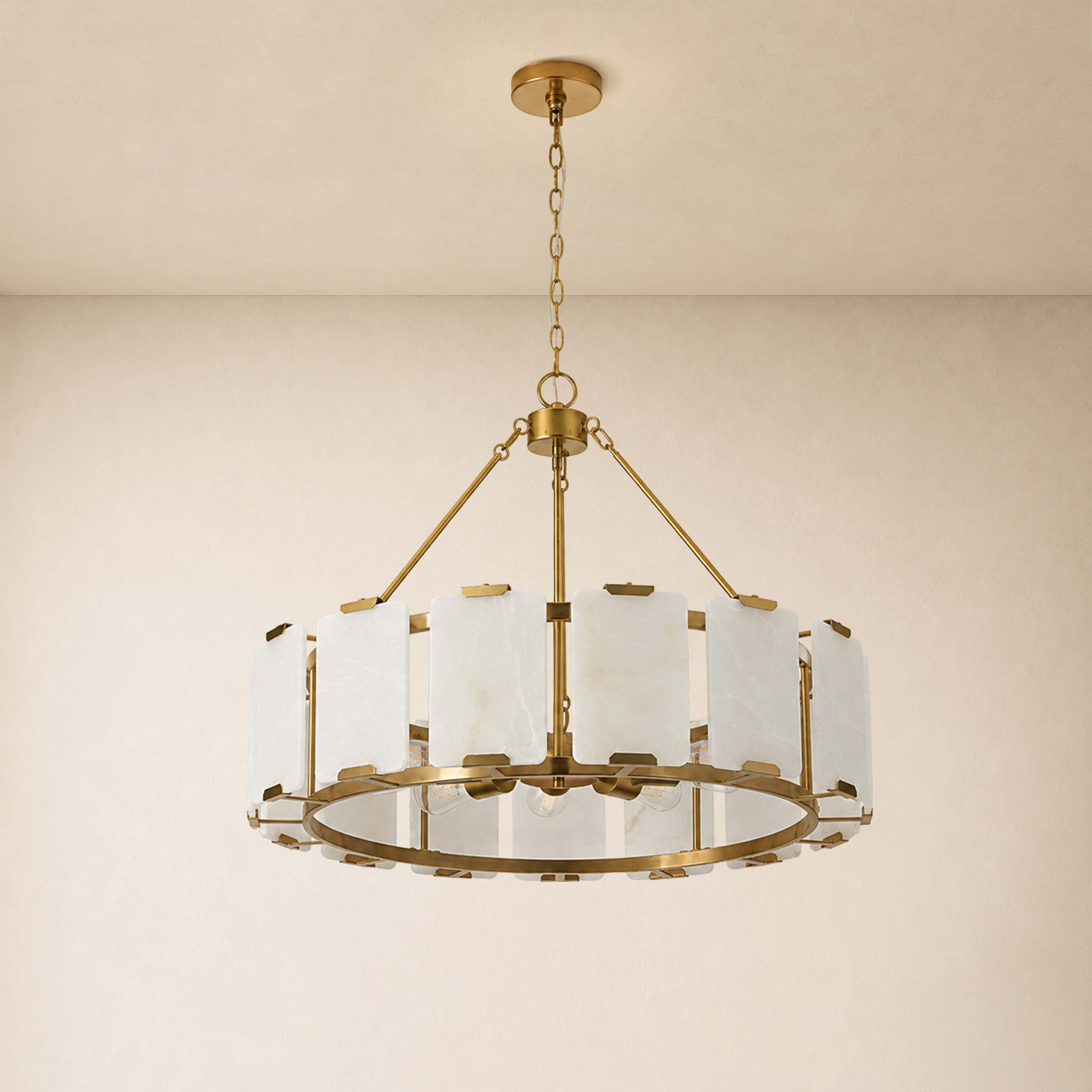Avenelle Alabaster Round Chandelier 23.6" 30"D