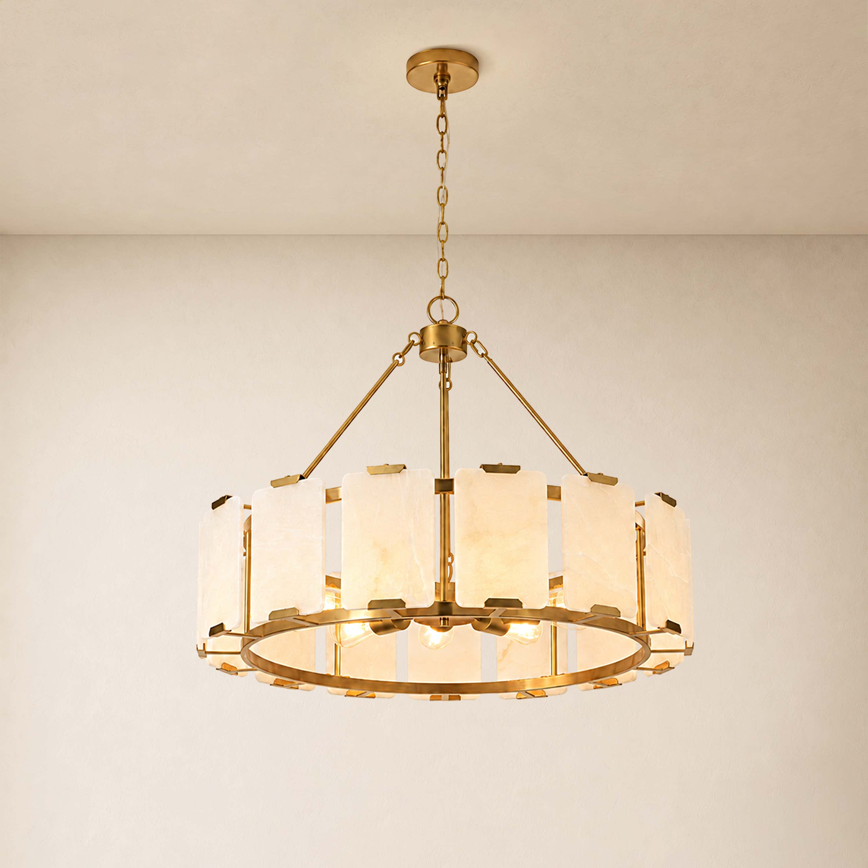 Avenelle Alabaster Round Chandelier 23.6" 30"D