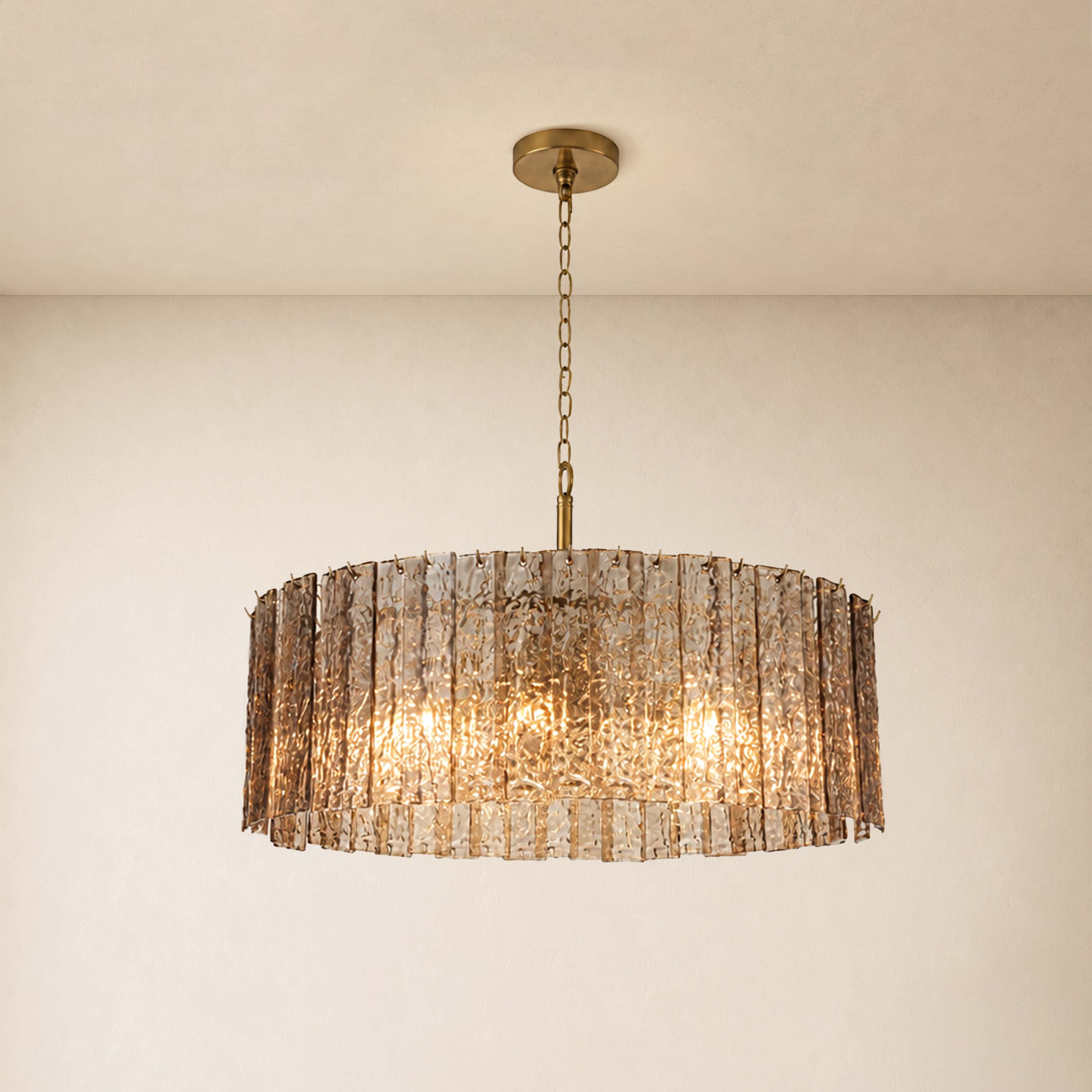 Tavelle Textured Glass Round Chandelier 24" 30"D